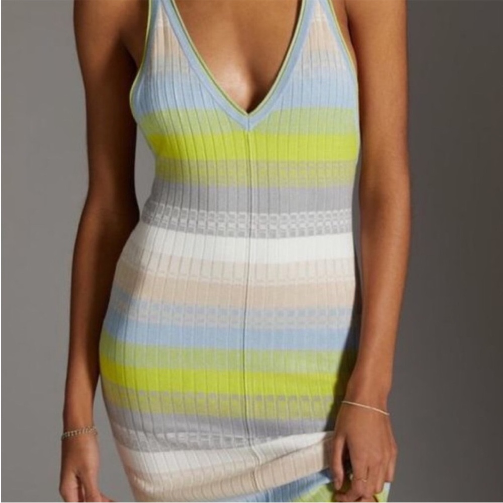 Anthropologie Daily Practice 2 Pieces Tuvalu Knit Sweater Set flattering stripes
